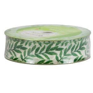 Member's Mark Premium Wired Ribbon 50 Yards 1-1/2 in Width, Green Leaves